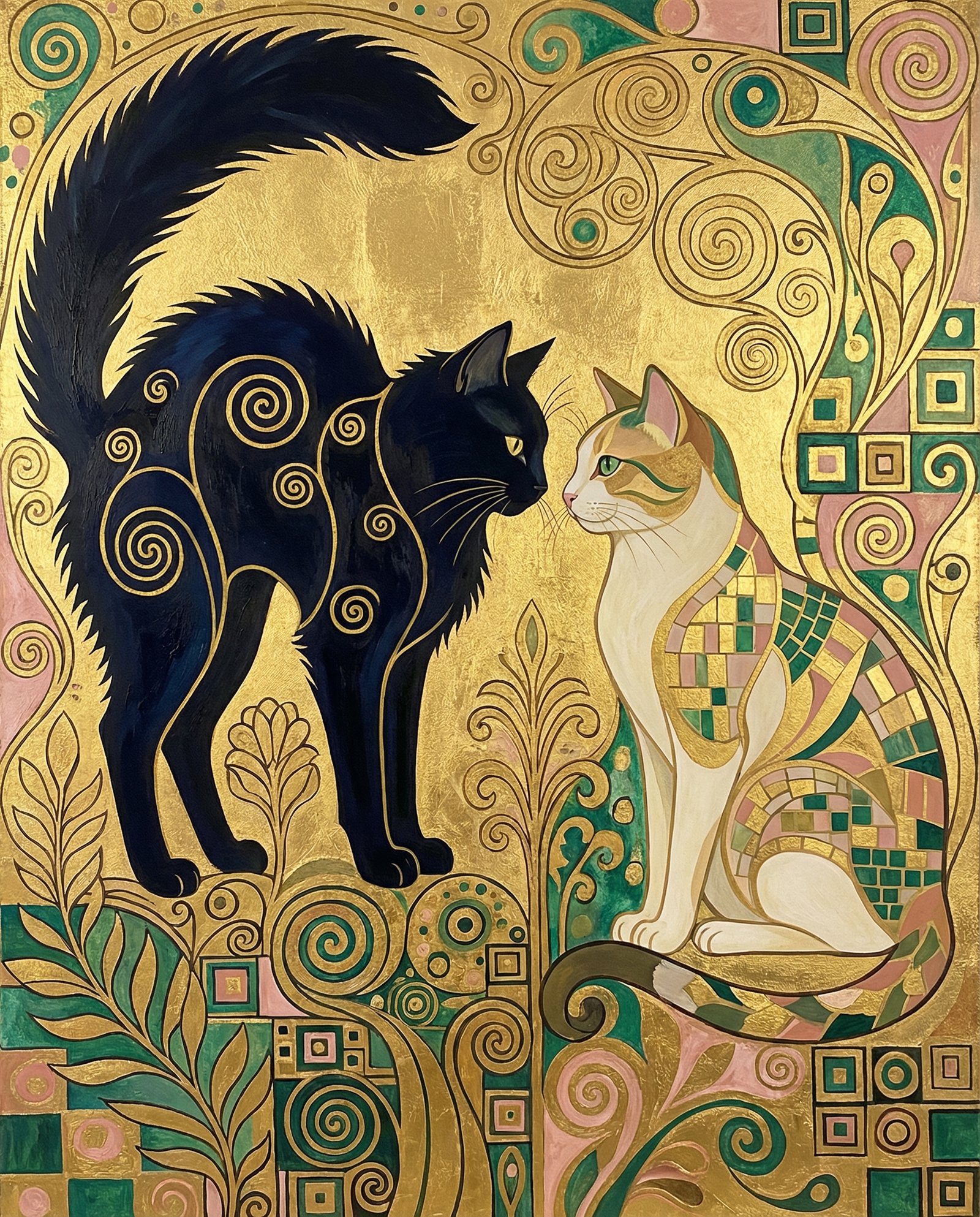 Cats in the style of Klimt