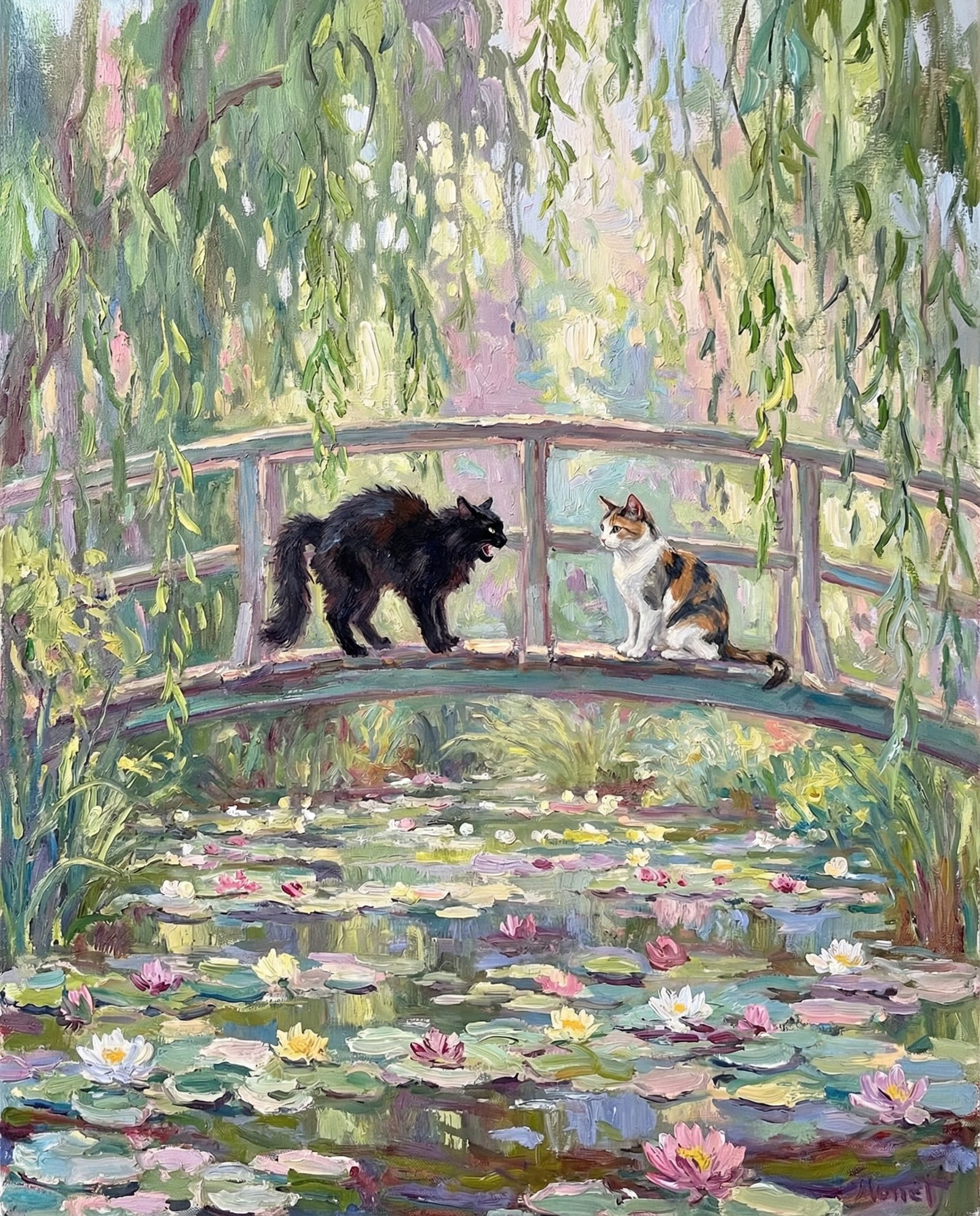Cats in the style of Monet