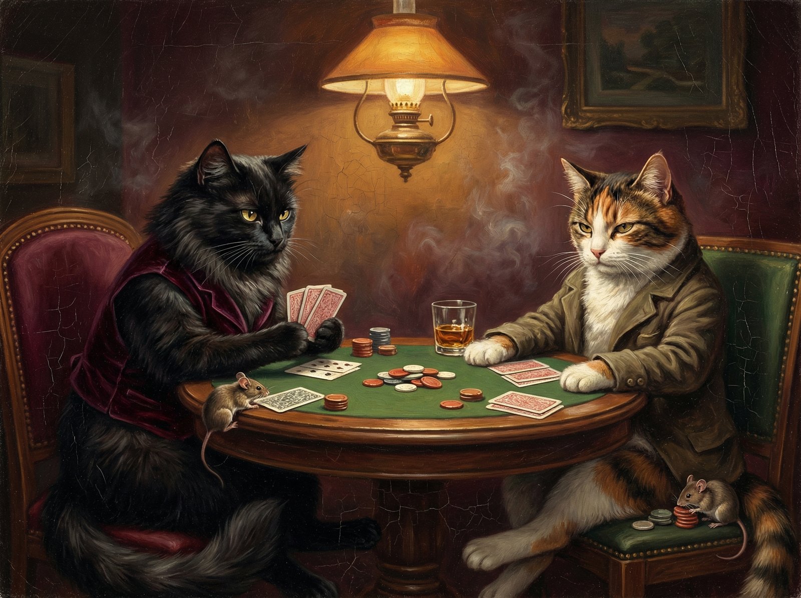 Cats playing poker